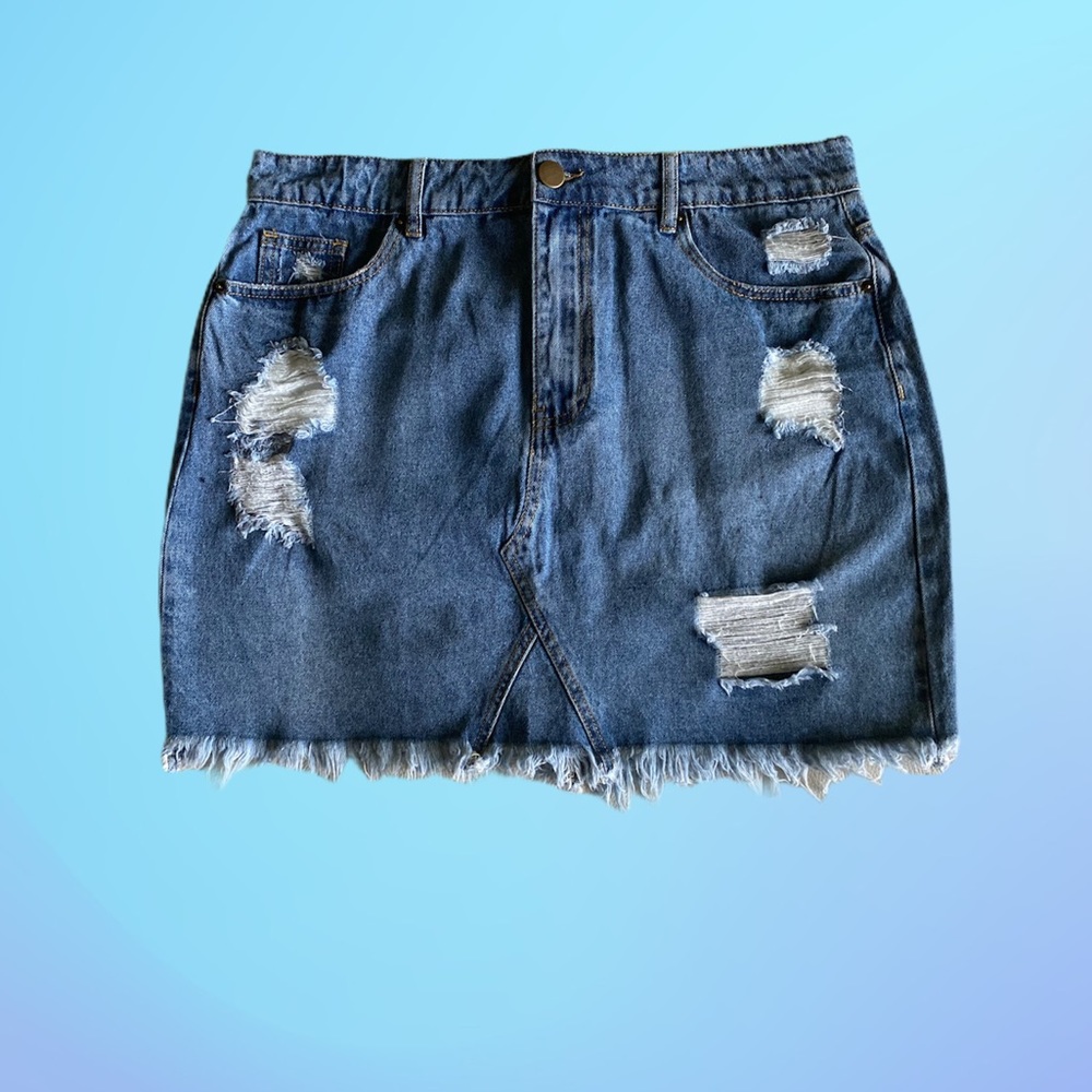 Distressed Jean Skirt